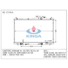 High Quality Auto Radiator for Stream′ 01-04 Rn1/K17A at OEM 19010-Psa-901